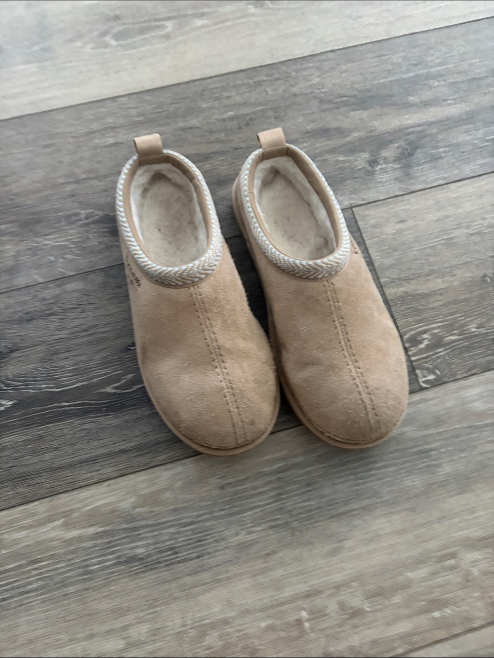 Koolaburra Kids Tan Suede Cozy Slip-On Moccasins